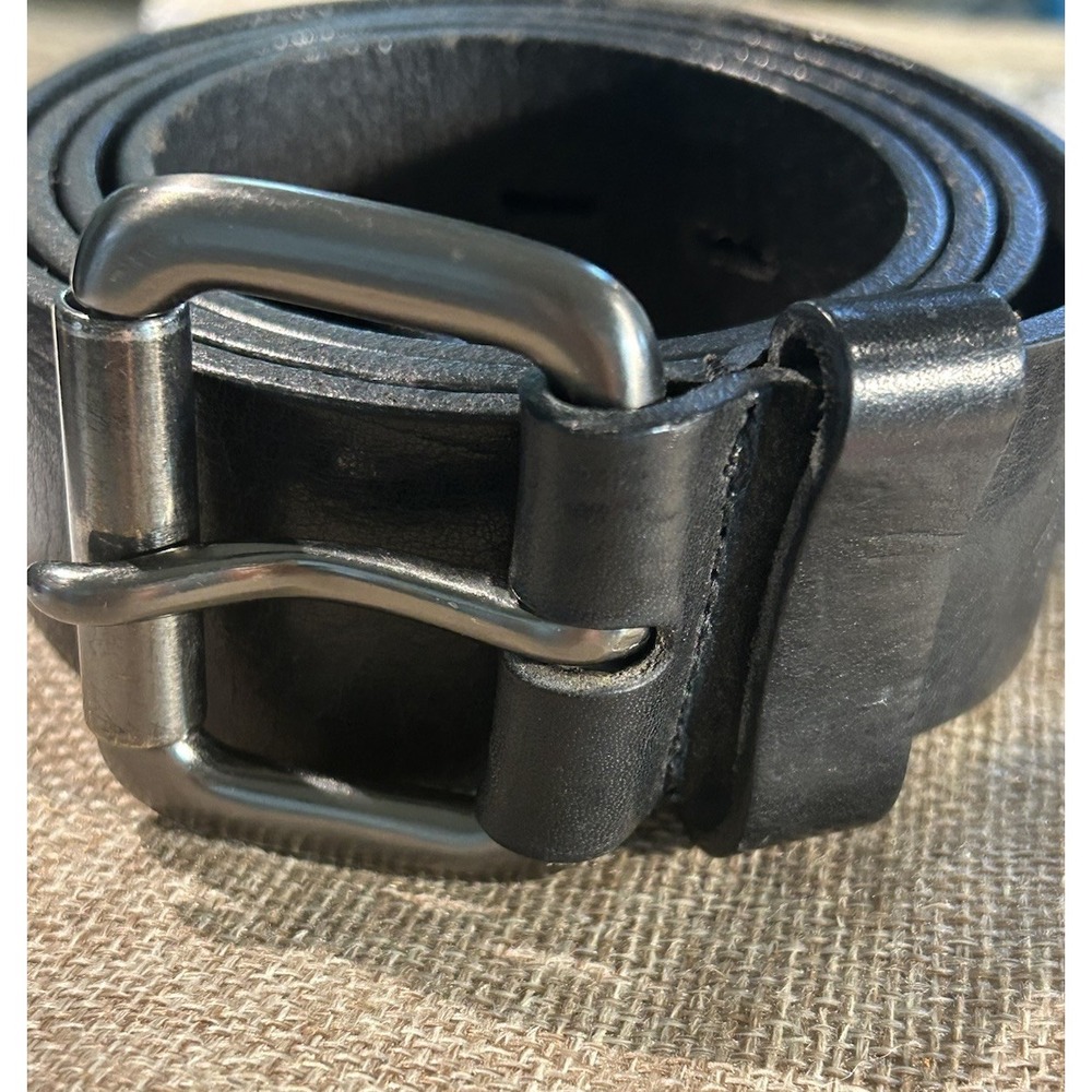 Nautica Italian Leather‎ Belt Men's 38 Roller Buckle Black Gunmetal Buckle